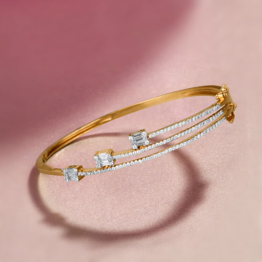 Everyday gold and diamond bangle by Neelkanth Gold and diamonds Bangalore