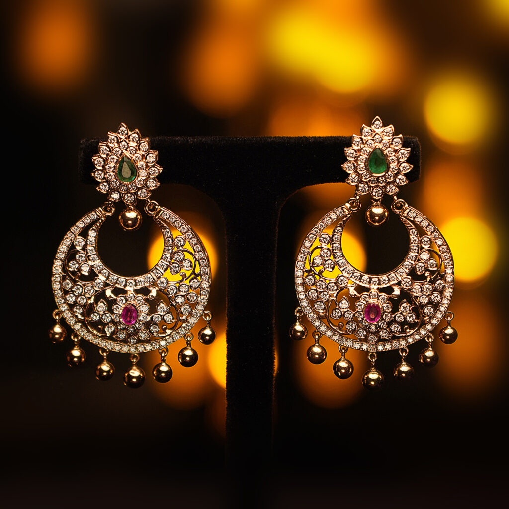 unique boutique style diamond earrings at neelkanth gold and diamonds Bangalore