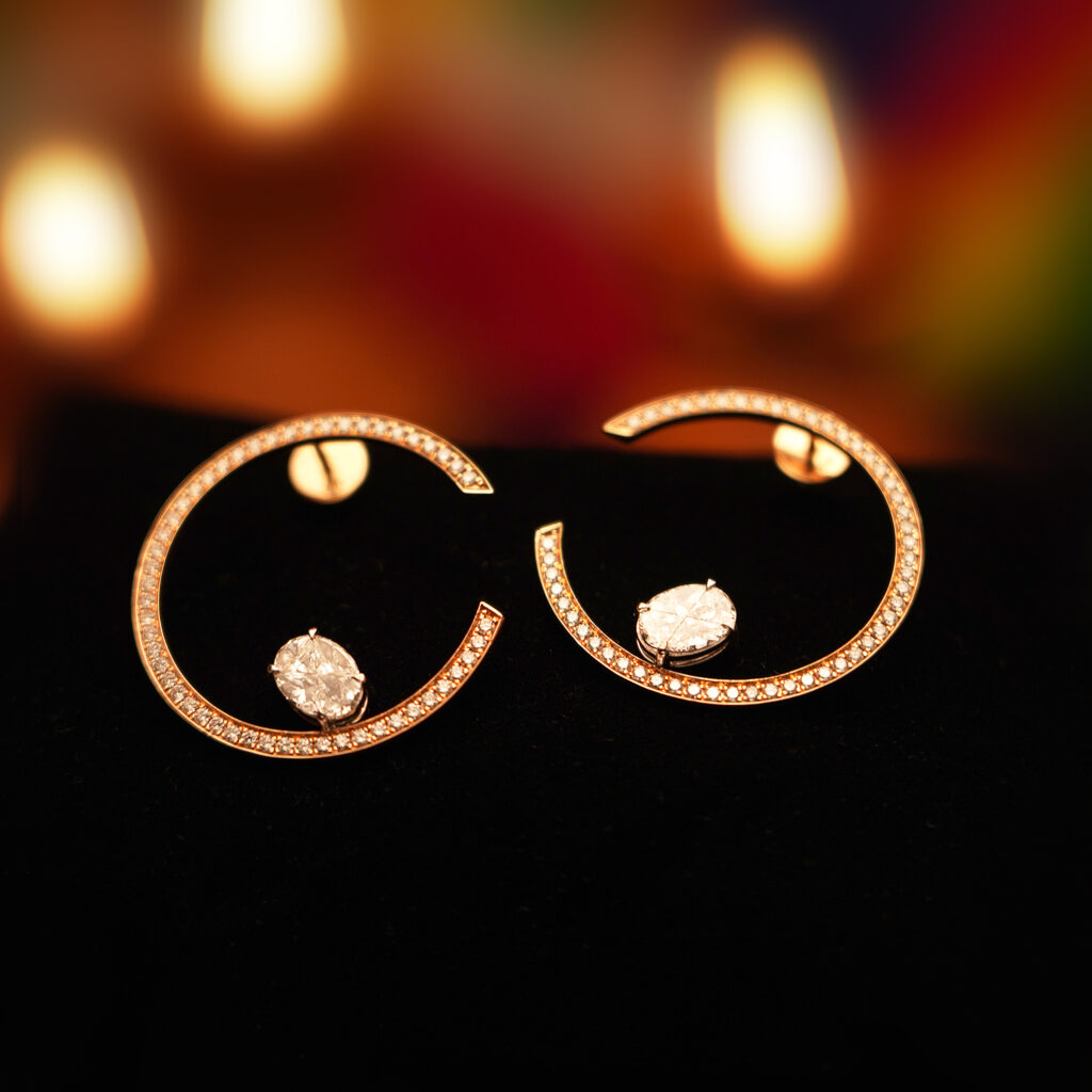 diamond and gold earrings collection at Neelkanth Gold and Diamonds Bengaluru
